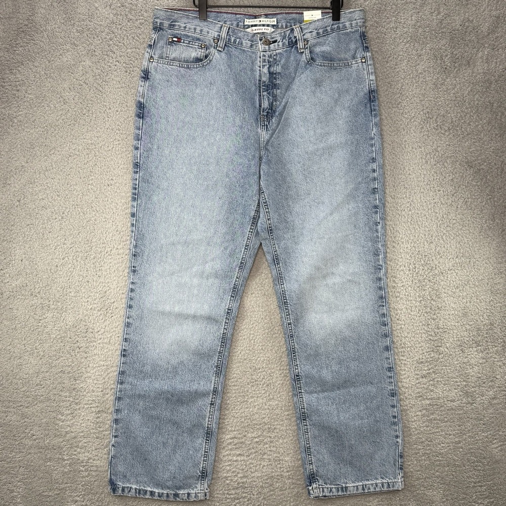 VTG Tommy Hilfiger Classic Fit Women's Sz 14 Denim Blue Jeans Tapered Leg NEW